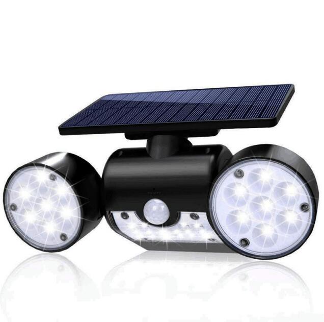 30 LED Waterproof Solar Powered Wall Lights with Dual Head Spotlights