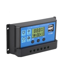 10A 20A 30A 12V/24V Blue PWM USB Solar Charge Controller 