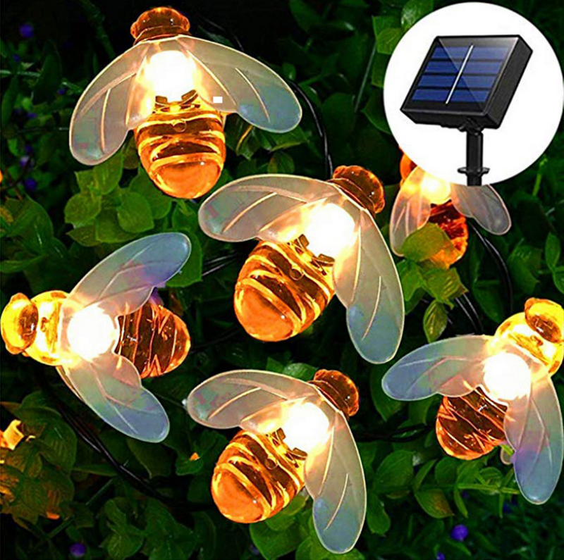 5M 20LED Solar String Honey Bee Shape Warm Lights