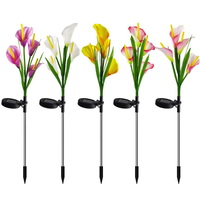 4 Led Garden Lighting Rechargeable Decorative Flowers