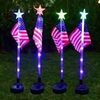 American Flag Solar LED Light Outdoor Waterproof Garden & Road Flagpole Light