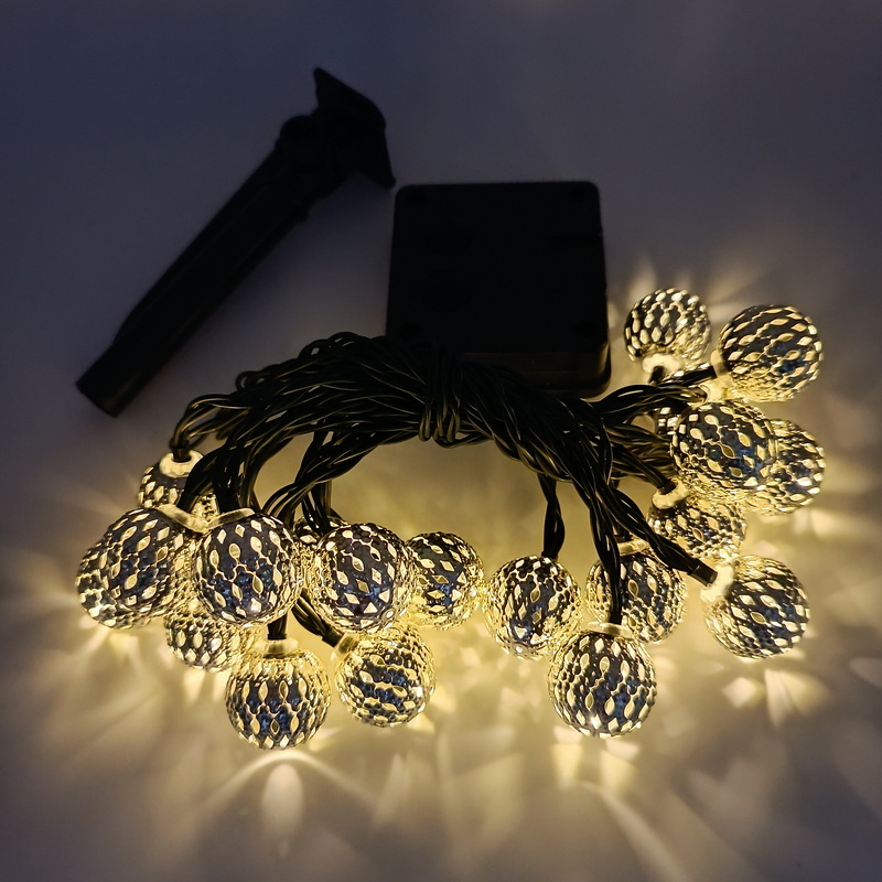 Metal Iron Morocco Ball Gold Sliver 20 Led String Light 