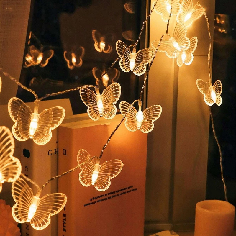 30 Led Outdoor Decorative Solar Energy Powered Rechargeable Garden Butterfly String Lights