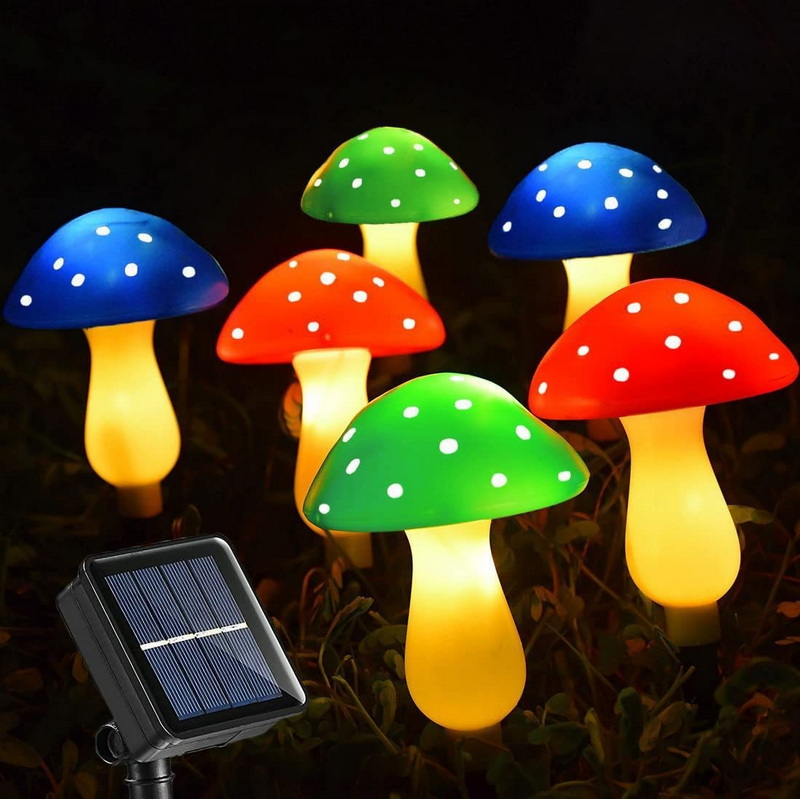 6 Colorful Solar Mushrooms Lamp Small for Christmas