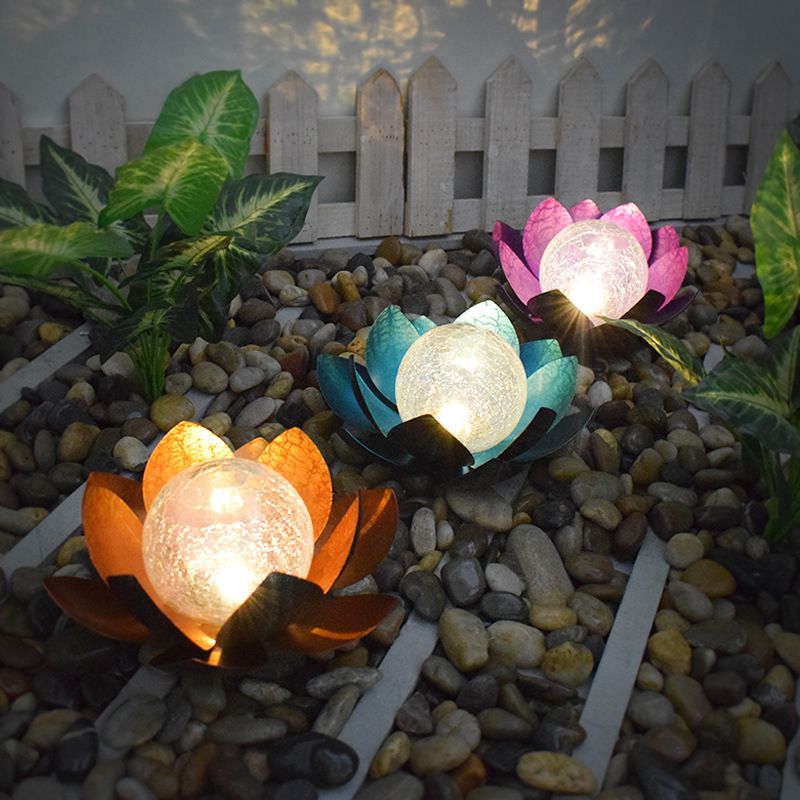 Low Voltage Rechargeable Iron Flowers Led Pathway Patio Lights