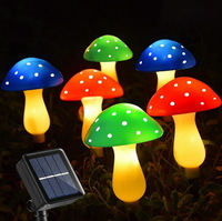 6 Colorful Solar Mushrooms Lamp Small for Christmas