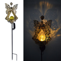 New Energy Panel Outdoor Golden Iron Angel Garden Led Solar Lights Rechargeable