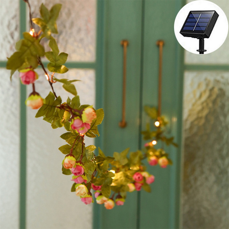 Other Led String Garden Decorative Solar Lights Waterproof Green Leaf Vine Flowers