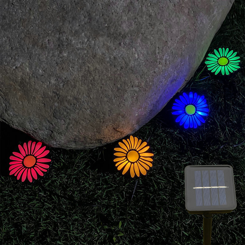 4 Head Flower 4 Color Led String Lights Festival Led Colorful Lights Flower Solar Light Garden Decor
