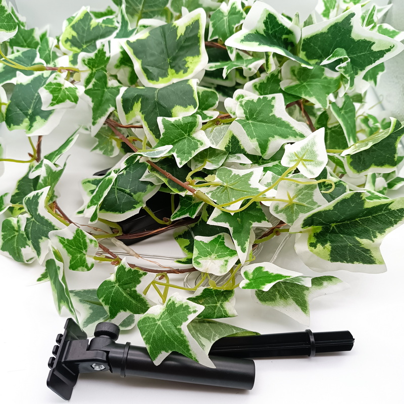 Solar Powered Green Leaves Vine Holiday Xmas Decoration Artificial Ivy Lights