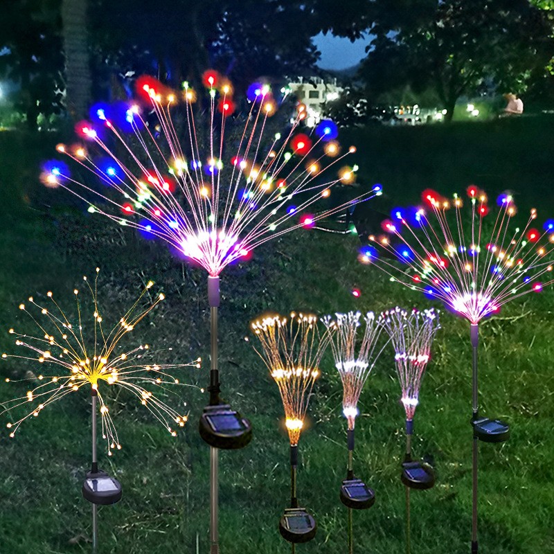 Garden Christmas Decoration LED Fireworks Lawn Lamp Lights with Solar Panel