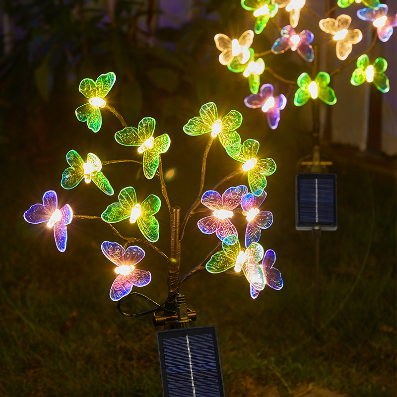 Solar Powered Garden Stake Lights with 12 Led Butterflies Dragonflies