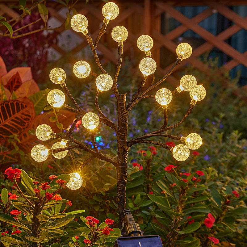 Solar Powered Bubble Ball Branch Lights 20Led Rechargeable Light for Outdoor