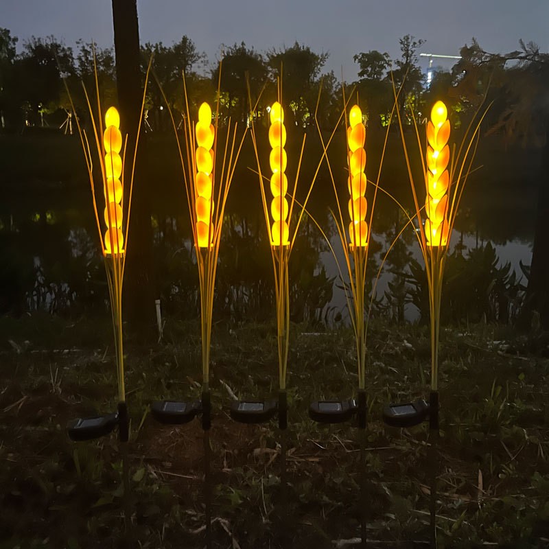 LED Yellow Wheat Stake Lights IP54 Waterproof Automatic-On Warm White