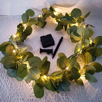 Artificial Green Eucalyptus Vine Solar Leaves Light 8 Modes