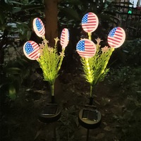 Led Lighted Garden American Flag Pole with Solar Light Patio Outdoor Flagpole Tree Lights