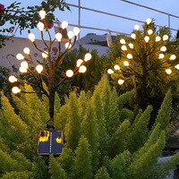White Ball Standup Light Outside Solar Branch Stake Light with 20 Led Light Decorative