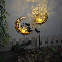 Metal Moon Pretty Girl Lawn Led Hanging Lamp Lights With Crystal Glass Globe Cracked Ball