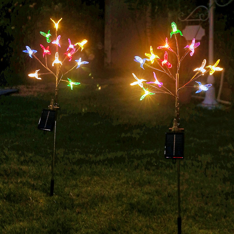Solar Panels Light Landscape Outdoor Garden Walkway Hummingbird Solar Light Waterproof Tree Lights