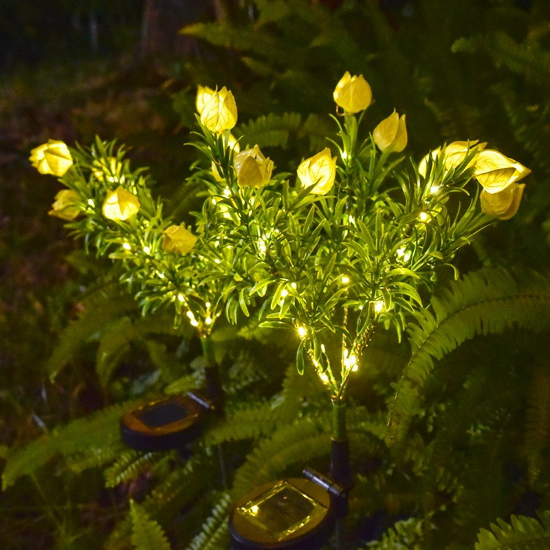 Garden Light 7 Head Artificial Flowers with Solar Gardenia for Road Application