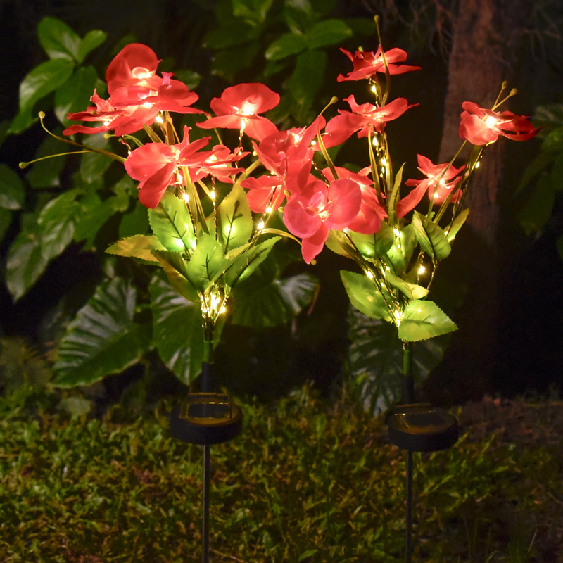 Outdoor 7-Headed Decorative Flower LED Light Stake Waterproof Solar Garden Lights with Flowers