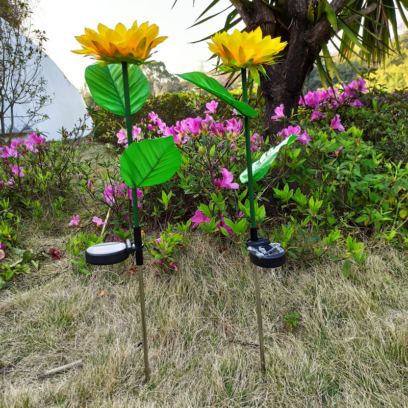 20 Led Artificial Flower Stake Solar Lights Outdoor Decoration Yellow Sunflower Garden Lawn Stake Li