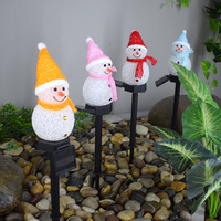 Low Voltage Led Light Landscape PP Snow Man Solar Powered White Christmas Lamp