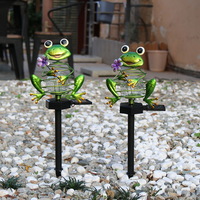 Modern Cracked Ball Spring Animal Stand Lamp Solar Powered Fence Lights