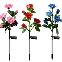 Outdoor Decorative Pathway Lawn Garden 5 Heads Flowers Solar Rose Flower Light Waterproof