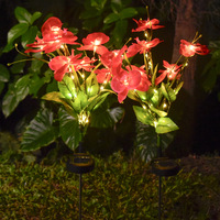 Outdoor 7-Headed Decorative Flower LED Light Stake Waterproof Solar Garden Lights with Flowers
