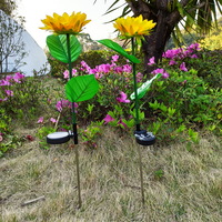 20 Led Artificial Flower Stake Solar Lights Outdoor Decoration Yellow Sunflower Garden Lawn Stake Li