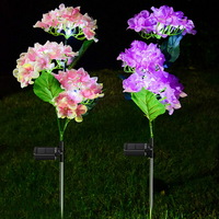 Flowers Led Lights for Decoration 3 Head Pretty Hydrangea Solar Lights Outdoor Led Flowers