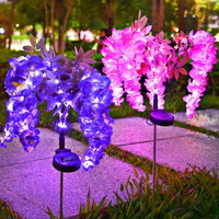 High Quality Pink Purple Warm Led Violet Wisteria Flower Stick Lawn Decorative Lights