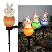 Christmas Resin Rabbit Egg Decorations Lighted Luminarias Solares Garden Lights