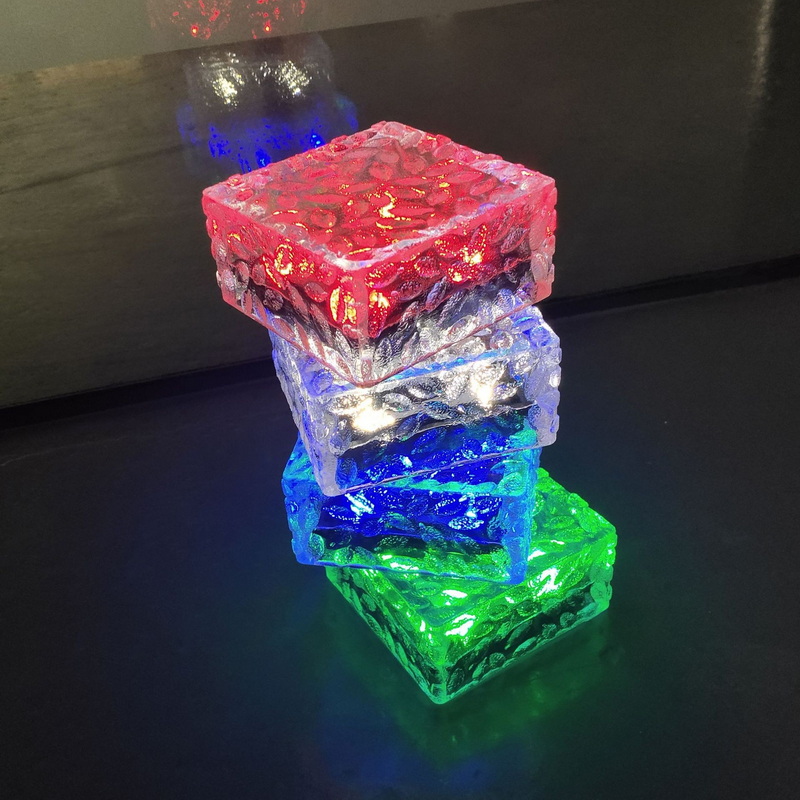 Ground Buried Deck Inground Transparent Solar Patio Ice Cube Square Shaped Led Brick Lights