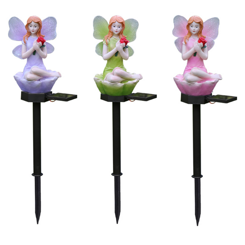 Solar Powered Light Manufactures Pretty Angel Girl Yard Decorations Garden Pole Led Solar Lights