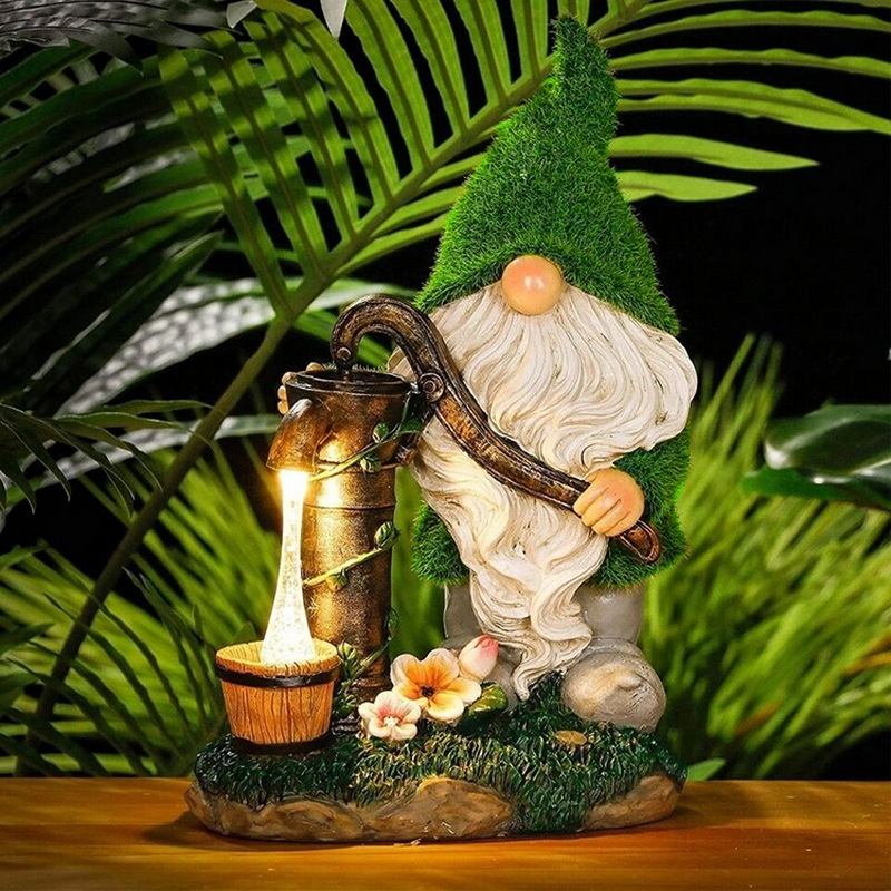 Resin Crafts Solar Ornaments Solar Garden Lights Water Pumping Feature Dwarf Gnome