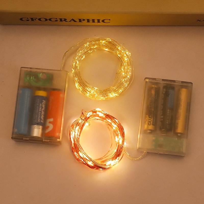 Indoor 10M 100LED Battery Operated Silver Copper Wire Led String Light Flashing