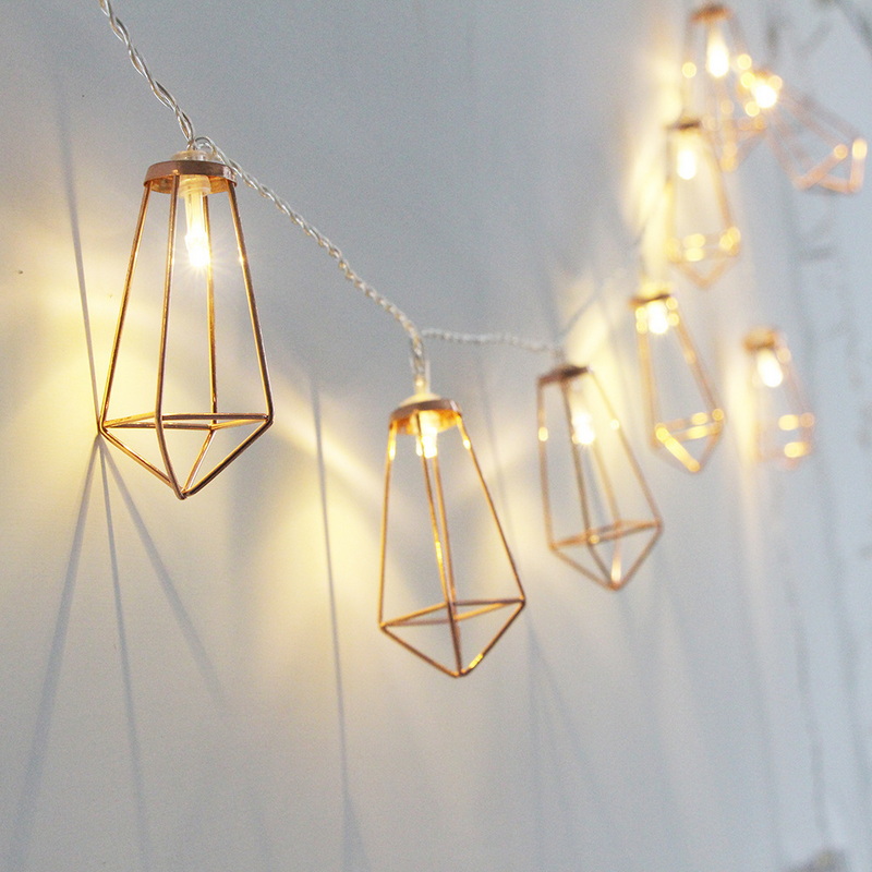 Wrought Iron Light Water Drop Diamond-shape Indoor Battery Operated Led Night Lights for Home