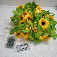 10m 100Led Yellow Flowers Leaf Vine Artificial Light for Rooms Christmas Party Holiday Decoration Su