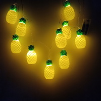  Indoor Room Decorations Battery Power Plastic Yellow Pineapple PVC Curtain String Light