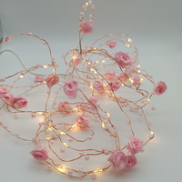 Batteries Operated Cloth Rose Flower Home Night Decoration Warm Led String Lights