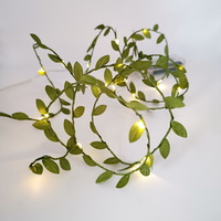 Battery Operated Fairy Artificial Green Tiny Leaves Vine Light Warm Led Leaf String Lights