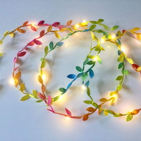 20 Led Battery Operated Indoor Mini Colorful Leaf String Lights Copper Wire Led Light