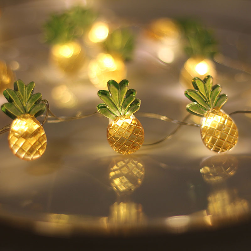 30Led Mini Transparent Yellow Plastic Fruits Cooper Silver Wire Led Pineapple String Lights