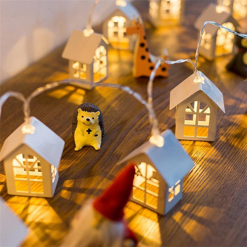USB Power 10 LED Small House Wooden Decorative Lighting Lights Room Window Decoration