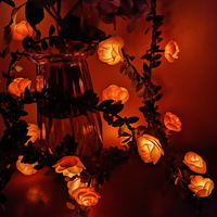  Wholesale Rose Flowers Green Leaf Home Wedding Copper Wire Led String Lights
