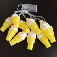 Christmas 10 Led String Lights Battery Power Warm White Ice Cream Hanging Lights