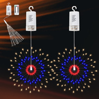 AA Battery Copper Warm White String Lights 8 Modes Starburst Fireworks Lights Outdoor