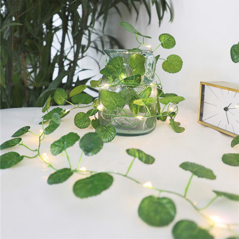 Battery Operated Vine Leaves Begonia Malus Spectabilis Green Leaf String Light 